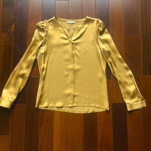 Maje 100% Silk ruffled gold shirt blouse